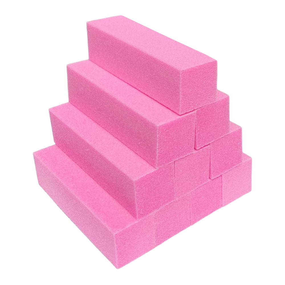 AhaTopia nail buffer block, 4-sided pink, ideal for precise smoothing on natural and acrylic nails.