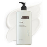 AHAVA Dead Sea Mineral Body Lotion bottle on a bathroom shelf showing daily hydration potential
