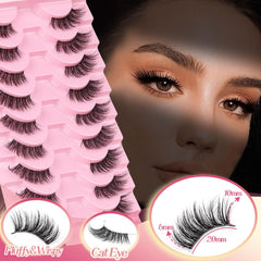 Ahrikiss Half Lashes wispy cat-eye close-up highlighting delicate flutter.