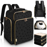 ahzske nail polish organizer backpack top compartment fits a UV lamp for easy setup