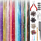 AIAIZHQH Hair Tinsel Kit shows 20 colors for versatile outfits.