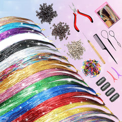 AIAIZHQH Hair Tinsel Kit tools laid out for quick application.