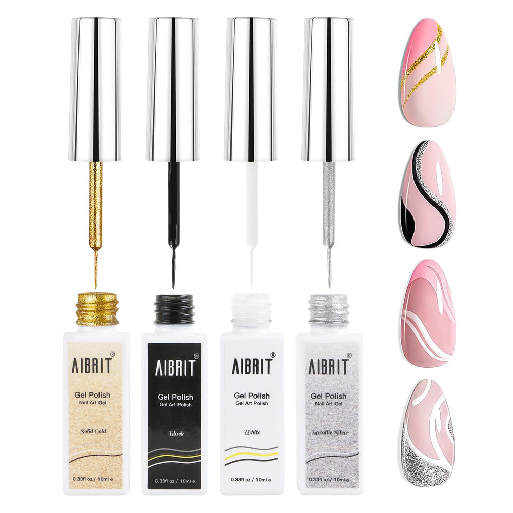 AIBRIT Gel Liner Art Set dorado para diseños brillantes en uñas