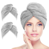 AIDEA microfiber hair towel wrap grey closeup showing high absorbency for quick drying.