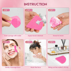 AIDEA natural cellulose sponges in pink offering a soft exfoliating touch.