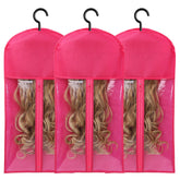 AIHOPESTO wig storage bag with hanger, transparent front for quick wig ID.