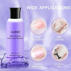 AIJIMEI líquido acrílico 58ml, etiqueta destacada, estabilidad de color para uñas duraderas.