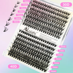 AILAISHI 30D+40D fluffy D-curl clusters blend seamlessly with real lashes.