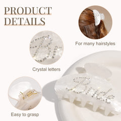 Aileam rhinestone bridal shell white hair clip adds subtle shine
