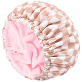 Gorro Aileam con forro de toalla terry rosa para secado suave.