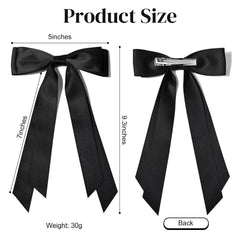 Aileam black bow close-up highlighting elegant satin sheen for outfits.