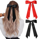 Aileam silky satin hair bows with clips, ideal for quick ponytails and secure styling.