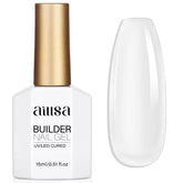 Gel builder claro de AILLSA en botella para un acabado natural y uniforme.