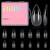 AILLSA long almond nail tips full cover clear for natural-looking extensions