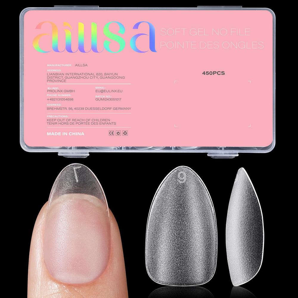 Puntas AILLSA de uñas almendra corta, 450 piezas, ajuste perfecto para extensión.