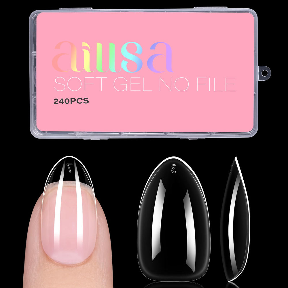 AILLSA short almond nail tips provide precise fit for natural nail extension and gel polish base.