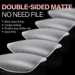 AILLSA tips uñas acrílicas transparentes, doble lado mate para acabado natural y limpio.