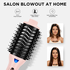 Aima Beauty dryer brush with nylon bristles for smooth glide through hair.