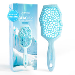 AIMIKE Glacier Detangling Brush with glacier-texture enables gentle detangling.