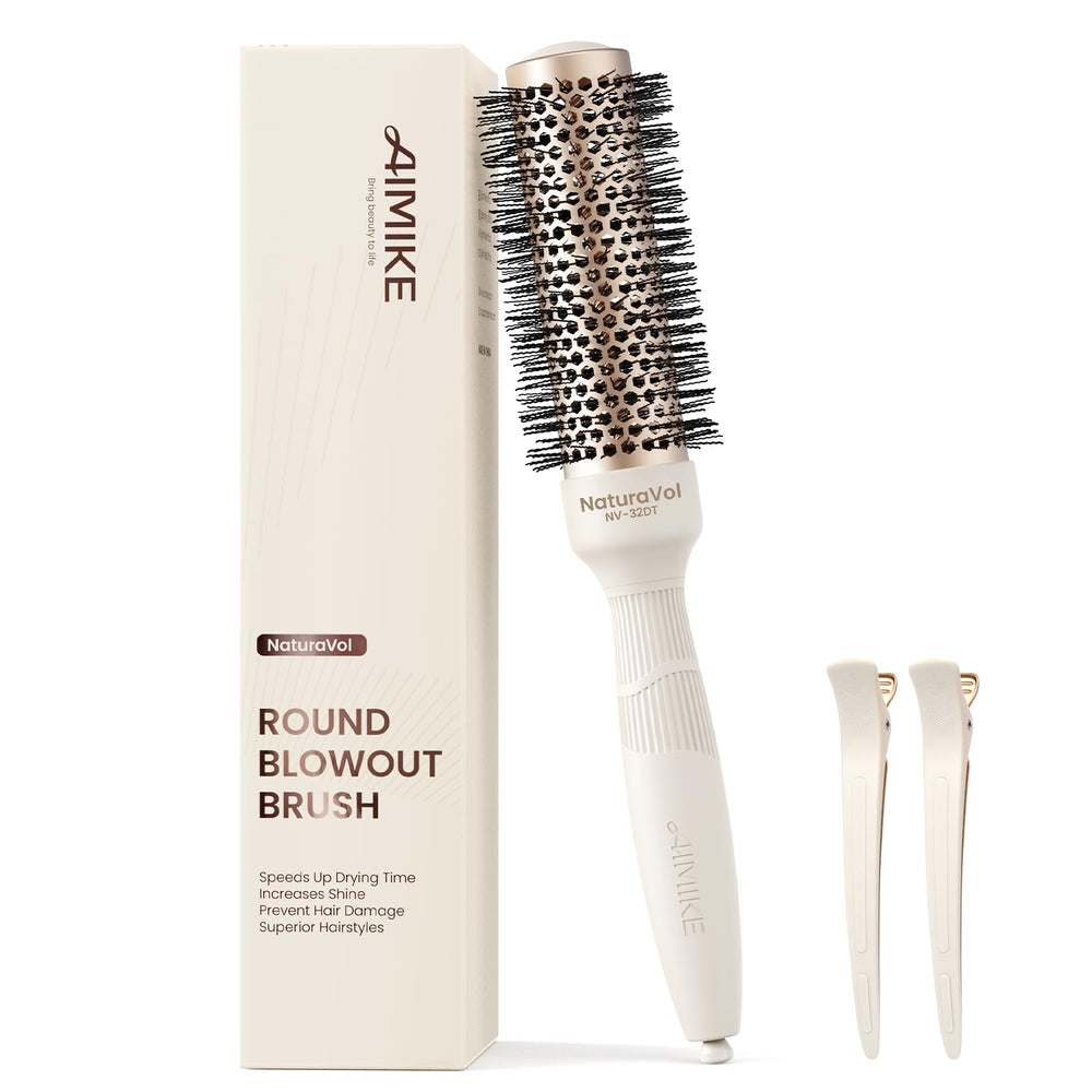AIMIKE NaturaVol round brush desert titanium barrel close-up for smooth, even heat