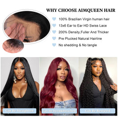 Aimqueen pre-plucked natural hairline with baby hairs for realism.