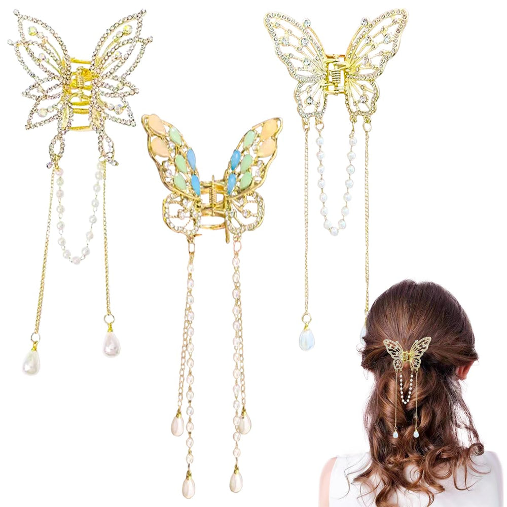 Ainvhh butterfly hair claw clip 3pc set provides secure grip for all-day wear