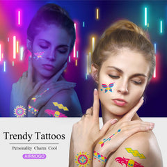 AirNOGO dream catcher tattoos add bohemian flair in neon lighting.