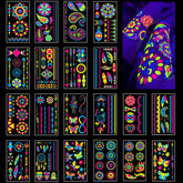 AirNOGO glow tattoo pack under UV light for vibrant neon party style.