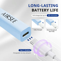 AirSEE Mini UV light with 20/60s timer modes for base and top coat curing.