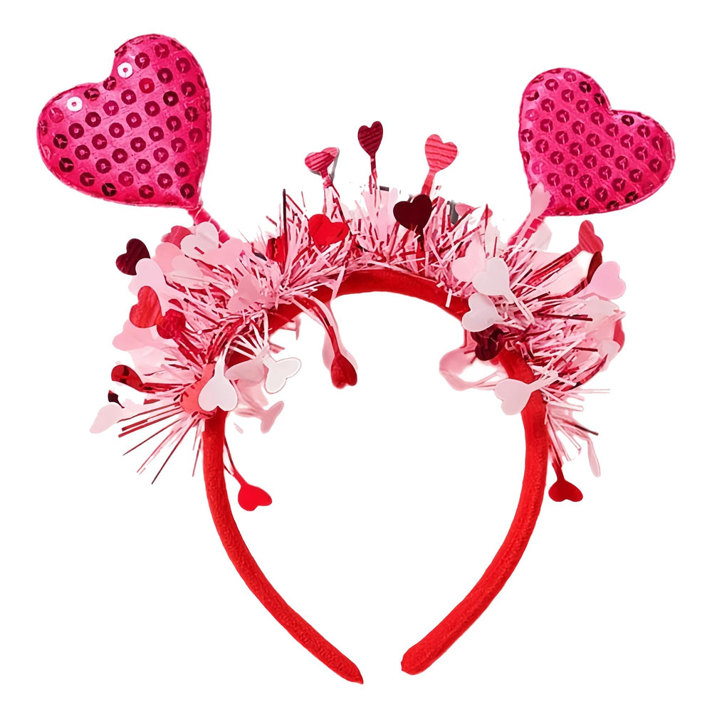 AIUPUOC diadema con corazón rosado de lentejuelas para fiestas
