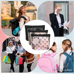 Aiyorse black heart-print mesh cosmetic bag with stylish storage.
