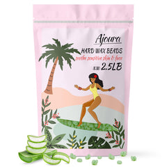 Ajoura Aloe Hard Wax Beads 2.5lb pack displayed for convenient at-home waxing.