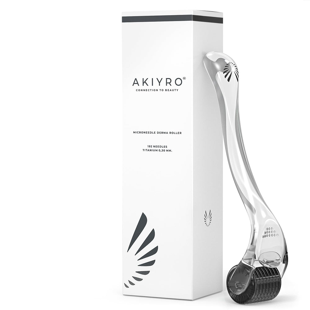 AKIYRO Derma Roller for the face with 0.30mm needles may enhance topical absorption.
