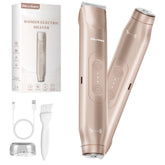 Akunbem bikini trimmer dual head design for versatile grooming on face and body.