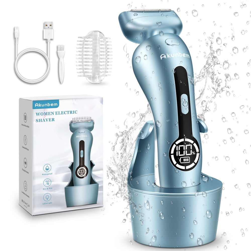 Akunbem electric razor for women, front view, smooth shaving appeal.