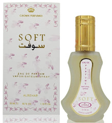 Al-Rehab Soft bottle close-up showcasing elegant fragrance notes.