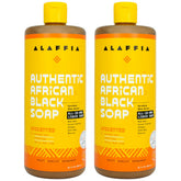 Alaffia African Black Soap unscented 2-pack bottle front for versatile daily cleansing