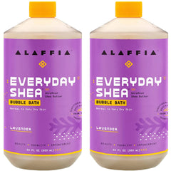 Alaffia Everyday Shea Bubble Bath bottle featuring fair-trade shea butter for gentle cleansing.