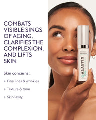 ALASTIN Restorative Skin Complex serum swirl on skin shows hydration and texture refinement