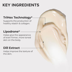 Closeup of creamy texture from Alastin Transform Body Treatment