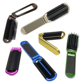 ALAZCO folding hair brush folded with mirror for easy pocket storage on the go