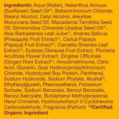 Close-up of the natural oil blend in Alba Botanica Colorific Plumeria conditioner.