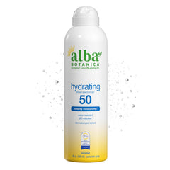 Alba Botanica Hawaiian Coconut sunscreen spray bottle ready for daily SPF protection