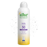 Alba Botanica Kids Sunscreen Spray on the face, quick-drying protection for active days