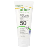 Alba Botanica frasco de 60 ml con protección solar diaria para la piel del rostro.