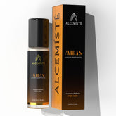 ALCEMÍSTÉ bottle with pour cap, showcasing premium fragrance design.