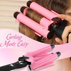 Aleath 3-barrel iron with ceramic glaze coating for smooth curls
