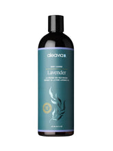 Aleavia Lavender Body Cleanse bottle on a counter, promoting gentle cleansing for sensitive skin.