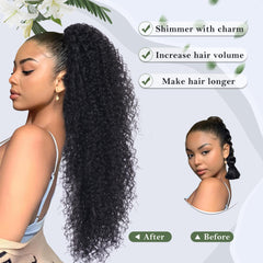 Alebery handwork detail showing natural texture in the ponytail.