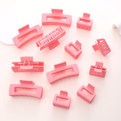 Alemaky clip rectangular rosa grande, sujeción estable para mechones gruesos.